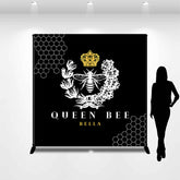 Lofaris Personalized Name Queen Bee Black Birthday Backdrop